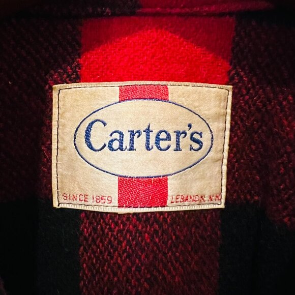 Vintage 40s Men’s Carter’s Red Black Buffalo Plaid Wool Work Wear Jacket Coat M - Picture 3 of 16